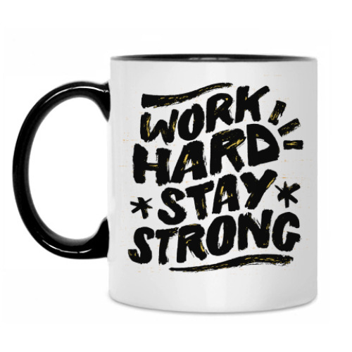 Кружка с принтом Работа тяжёлая, но не сдавайся