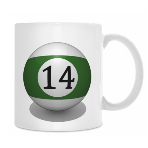 Кружка с принтом 'Бильярдный шар 14'