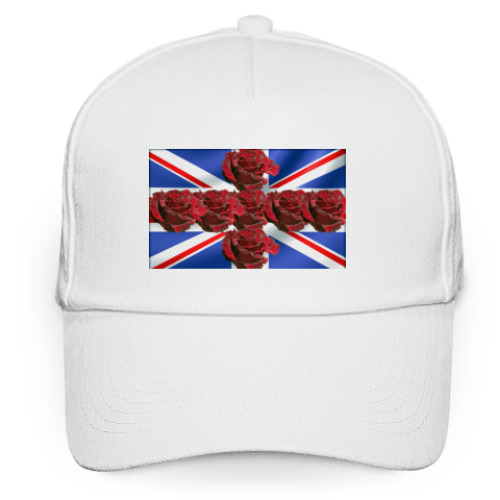 Кепка бейсболка с принтом 'Флаг с розами'