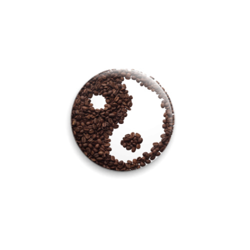 Значок 25мм с принтом Инь-янь из кофе