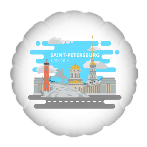 Подушка с принтом Saint-Petersburg, Питер, Санкт-Петербург, flat