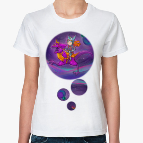 Классическая футболка с принтом Рыжий рыцарь верхом на лисе