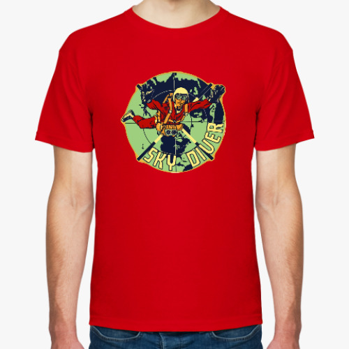 Футболка с принтом Парашютист старой школы скайдайвер