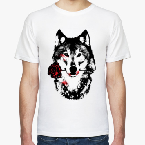 Футболка с принтом Волк и Роза