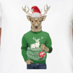 Олень новогодний в свитере из органик-хлопка