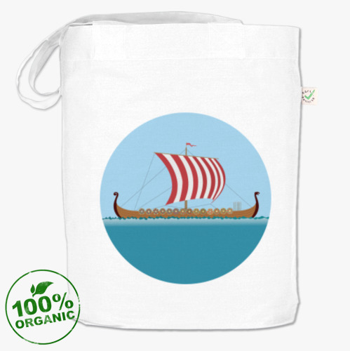 Сумка шоппер с принтом Корабль викингов