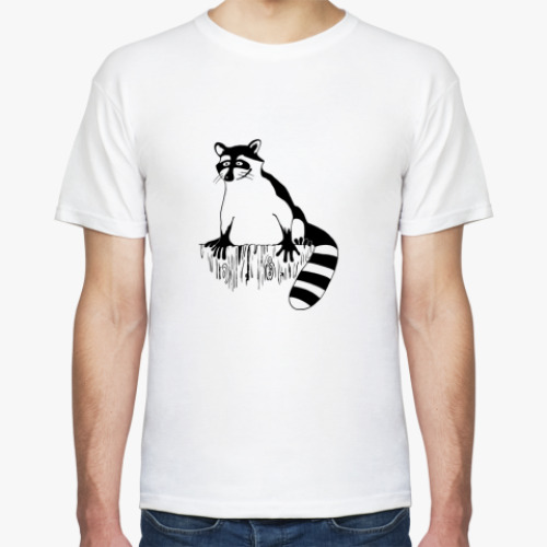 Футболка с принтом Енот на заборе