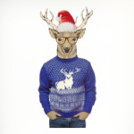 Олень хипстер новогодний