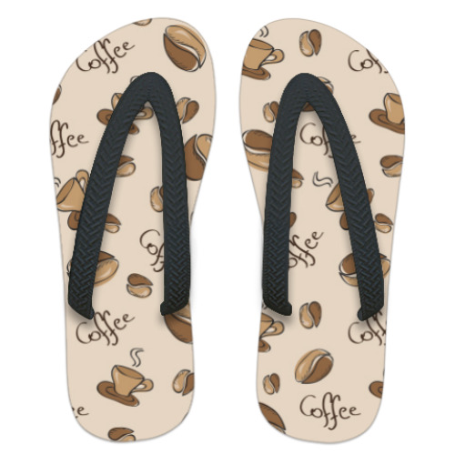 Шлепанцы (сланцы) с принтом Кофейные