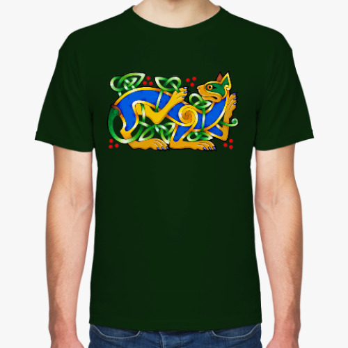 Футболка с принтом Кельтский кот