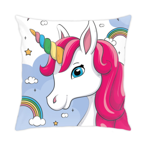 Подушка с принтом Единорог