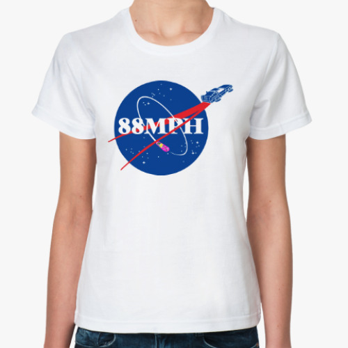 Классическая футболка с принтом Делориан (Назад в будущее)