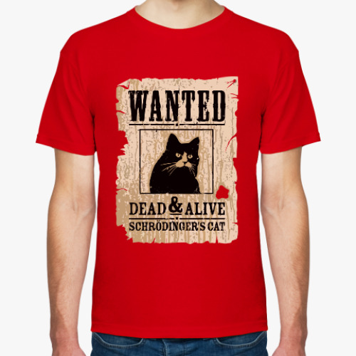Футболка с принтом Розыск - кот Шредингера