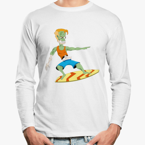Лонгслив с принтом Зомби - серфер