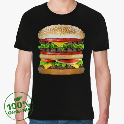Футболка из органик-хлопка с принтом Вкусняшка гамбургер