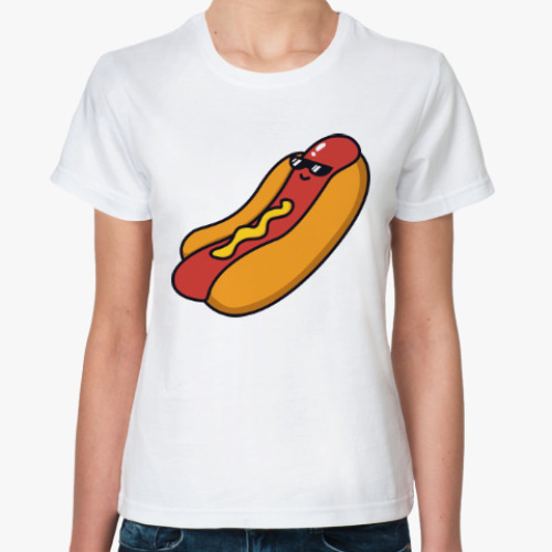 Классическая футболка с принтом Хот Дог