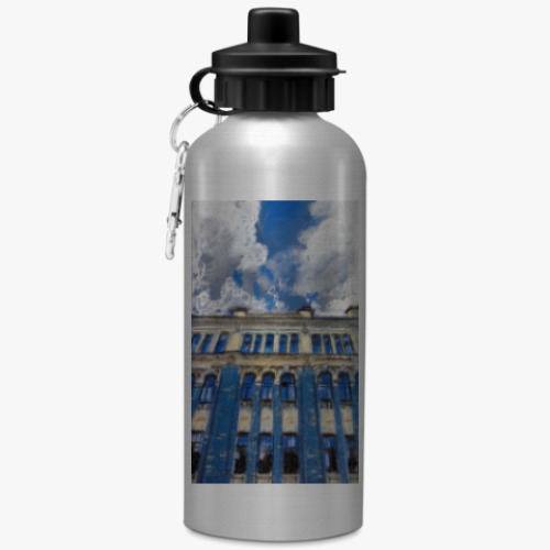 Бутылка с карабином (500 мл) с принтом Синее небо, а в нем облака