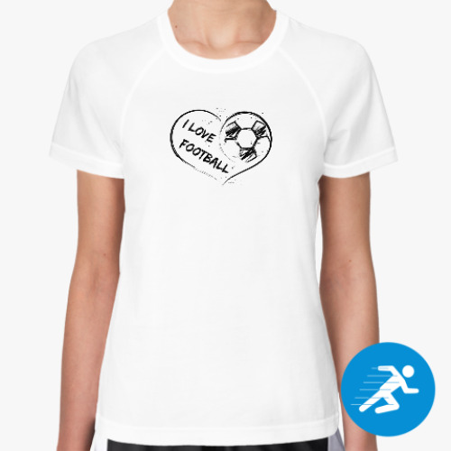 Женская спортивная футболка с принтом Я люблю футбол