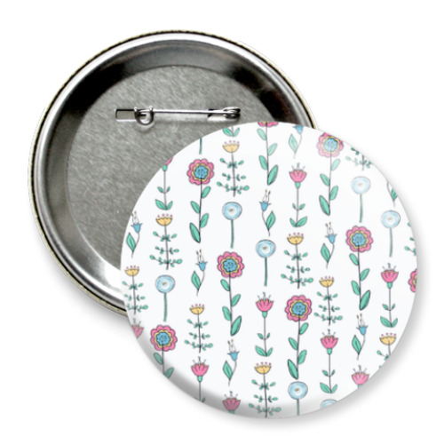 Значок 75мм с принтом Цветы