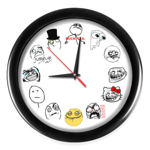 Настенные часы с принтом Trollface (трольфэйс)