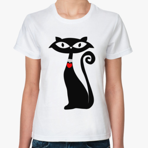 Классическая футболка с принтом Киска