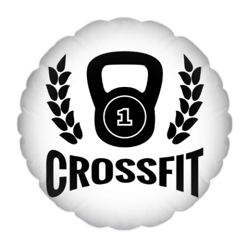 Подушка с принтом Кроссфит логотип с гирей