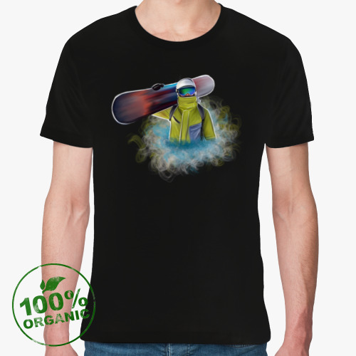 Футболка из органик-хлопка с принтом Сноубордист