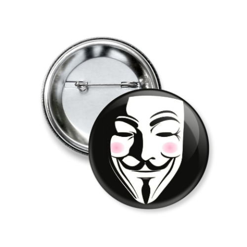 Значок 37мм с принтом вендетта, анонимус, Гай Фокс