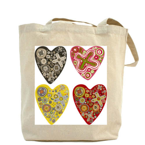 Сумка шоппер с принтом Сердца