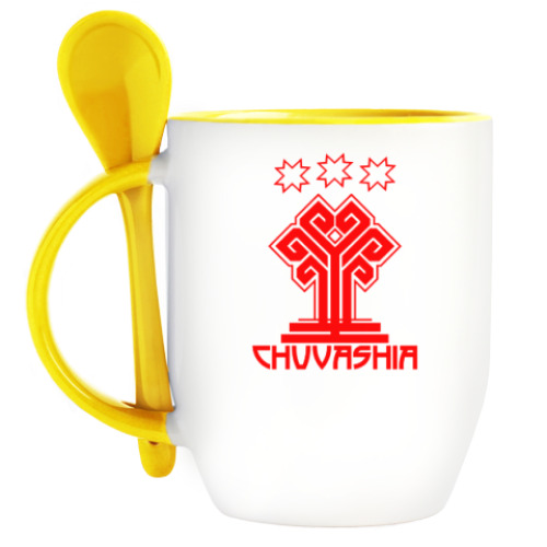 Кружка с ложкой с принтом Chuvashia