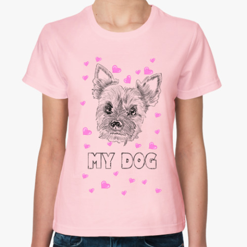 Женская футболка с принтом Love my little dog