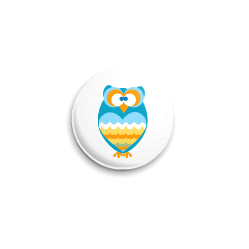 Значок 25мм с принтом 'Сова'