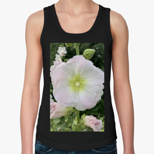 Женская майка с принтом мальва, шток роза