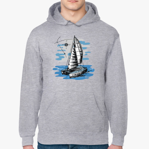 Толстовка худи с принтом Катамаран