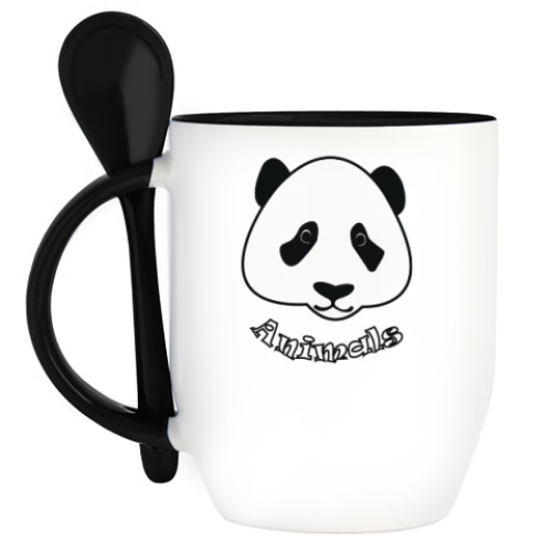 Кружка с ложкой с принтом 'Animals'