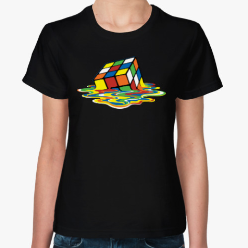 Женская футболка с принтом принт Шелдона 'Кубик'