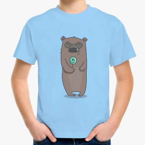 Детская футболка с принтом Мишка с конфетой