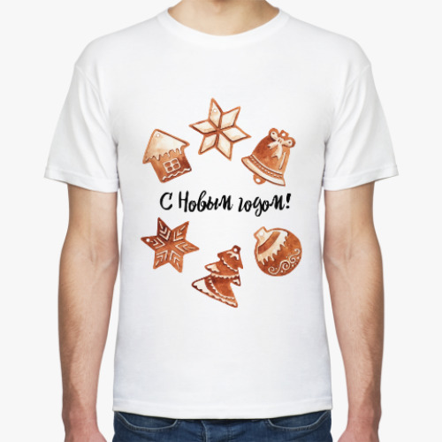 Футболка с принтом Пряники принт С Новым годом!