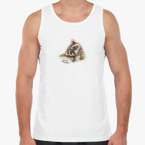 Майка с принтом Жизнелюбивый енот