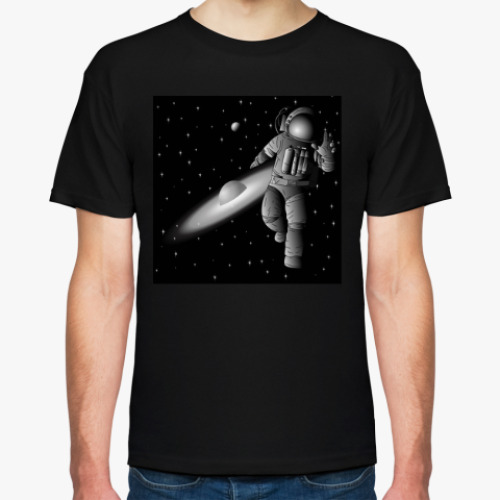 Футболка с принтом Астронавт в открытом космосе.