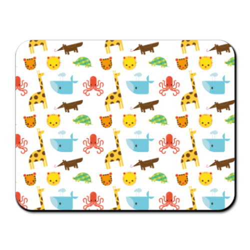 Коврик для мыши с принтом Зоопарк. Животные