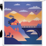 Дом, олень и горы