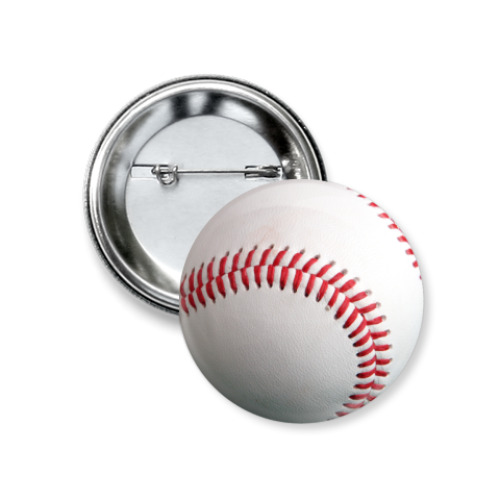 Значок 37мм с принтом Бейсбольный мяч
