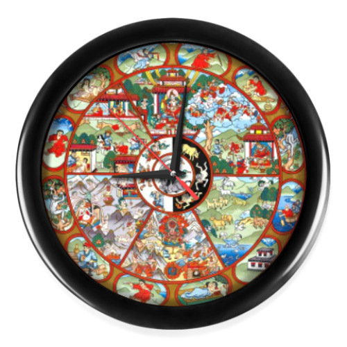 Настенные часы с принтом Колесо Сансары
