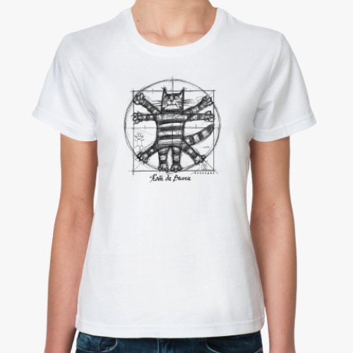 Классическая футболка с принтом Кот да Винчи