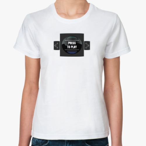 Классическая футболка с принтом Press to play