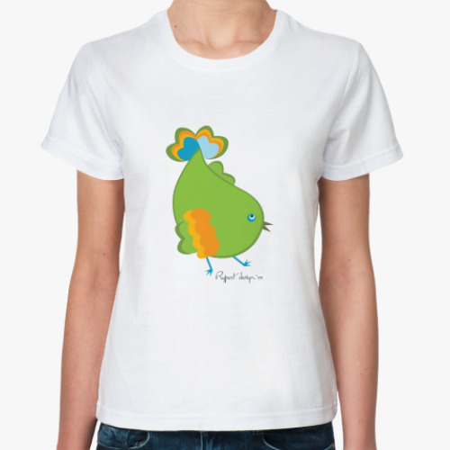 Классическая футболка с принтом Пташка