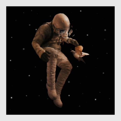 Постер с принтом Космонавт с голубем