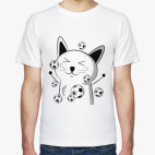 Классическая футболка Счастливый Котэ с футбольными мячами