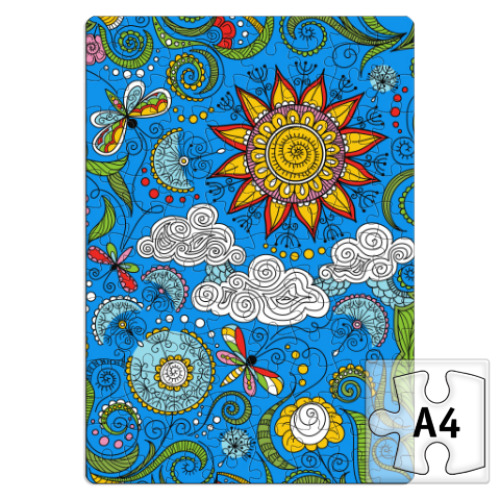 Пазл с принтом Узор с одуванчиками